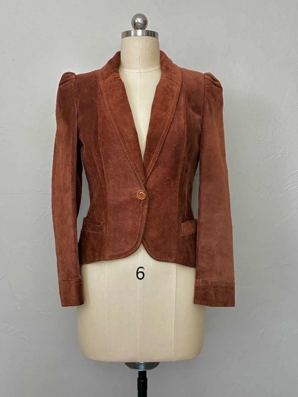 Rare 70s Vintage Wilson’s Rust Brown Suede Puff Sleeve Cropped Blazer XS